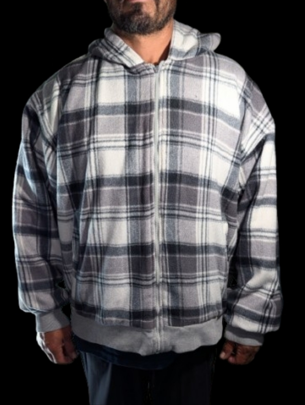 RARE Shaka Wear Reversible Super MAX Heavy Hoodie - XL - Grey/Plaid
